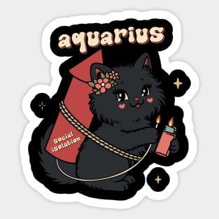 aquarius black kitty cat Sticker